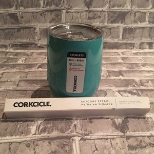 New Corkcicle stemless tumbler with silicone straw